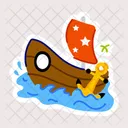 Floating Boat Pirate Boat Pirate Ship Icon