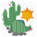 Flor de cactus con hermoso sol  Icono