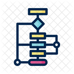 Flowchart Icon - Download in Colored Outline Style