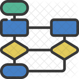 Flowchart Icon - Download in Colored Outline Style