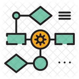 Flowchart Icon - Download in Colored Outline Style