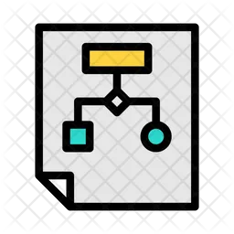 Flowchart Document Icon - Download in Colored Outline Style