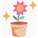 Flat Flower Pot Icon