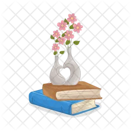 Flower vase on books  Icon