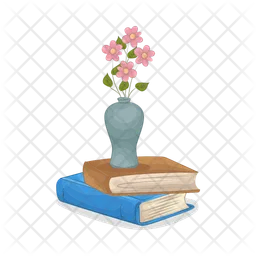 Flower vase on books  Icon