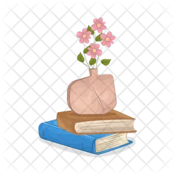 Flower vase on books  Icon