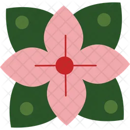 Flower With Variant With Leaves  Icon