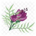 Flowers Blooms Long Leaves Icon