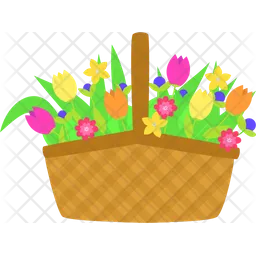 Flowers in basket  Icon