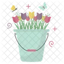Flowers Flowers Bucket Butterfly Icon