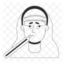 Flu Woman Blonde Caucasian Temperature Assessment Icon
