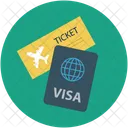 Flugticket und Reisepass  Symbol