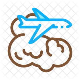 Flugzeug fliegt in Wolken  Symbol