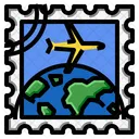 Flugzeug Welt Briefmarke  Symbol