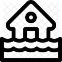 Uberschwemmung Sturzflut Hochwassergefahr Symbol