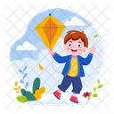Flying Kite Playing Happy Icon