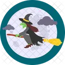 Flying Witch Fly Halloween Icon