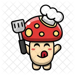 Mashroom fofo como chef Emoji Ícone