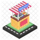 Street Stall Food Stand Vending Cart Icon