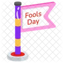 Fools Day Flag Flagpole Icon