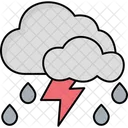 Forecast Heavy Rain Lighting Shower Icon