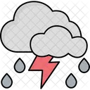 Forecast Heavy Rain Lighting Shower Icon