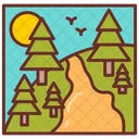 Forest Trees Sun Icon