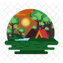 Night Camping Forest Camping Camping Landscape Icon