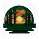 Forest Sunset Forest Landscape Woodland Icône