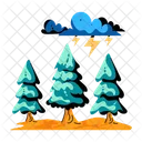 Forest Lightning Thunderstorm Forest Climate Icon