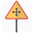 Four Way Caution Traffic Icon