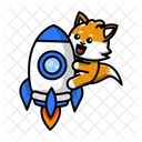 Fox Fox Ride Rocket Cute Icon