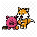 Fox Saving Money Fox Cute Icon