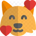Fox Smiling With Hearts Animal Wildlife Icon