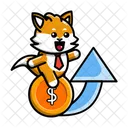 Fox With Increase Profits Fox Cute Icon