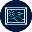 Framed Landscape Neon Glow Icon