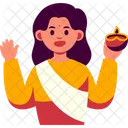 Frau feiert Diwali  Symbol