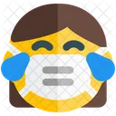 Frau Freude Emoji Mit Gesichtsmaske Emoji Icon