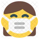 Frau Grinst Emoji Mit Gesichtsmaske Emoji Symbol