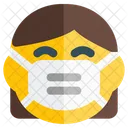 Frau Grinst Emoji Mit Gesichtsmaske Emoji Symbol