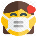 Frau Liebt Emoji Mit Gesichtsmaske Emoji Symbol