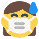 Frau Schwitzt Emoji Mit Gesichtsmaske Emoji Symbol