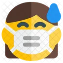 Frau Schwitzt Emoji Mit Gesichtsmaske Emoji Symbol