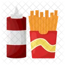 French fries with sauce bottle  Icon