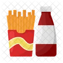 French fries with sauce bottle  Icon