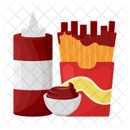 French fries with sauce bottle  Icon