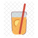 Fresh squeezed orange juice glass with straw  Icon
