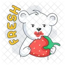 Fresh Strawberry Eating Strawberry Eating Bear Icône