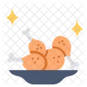 Fried chicken on dish  Icon
