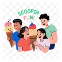 Ice Creams Friends Eating Friendship Icon